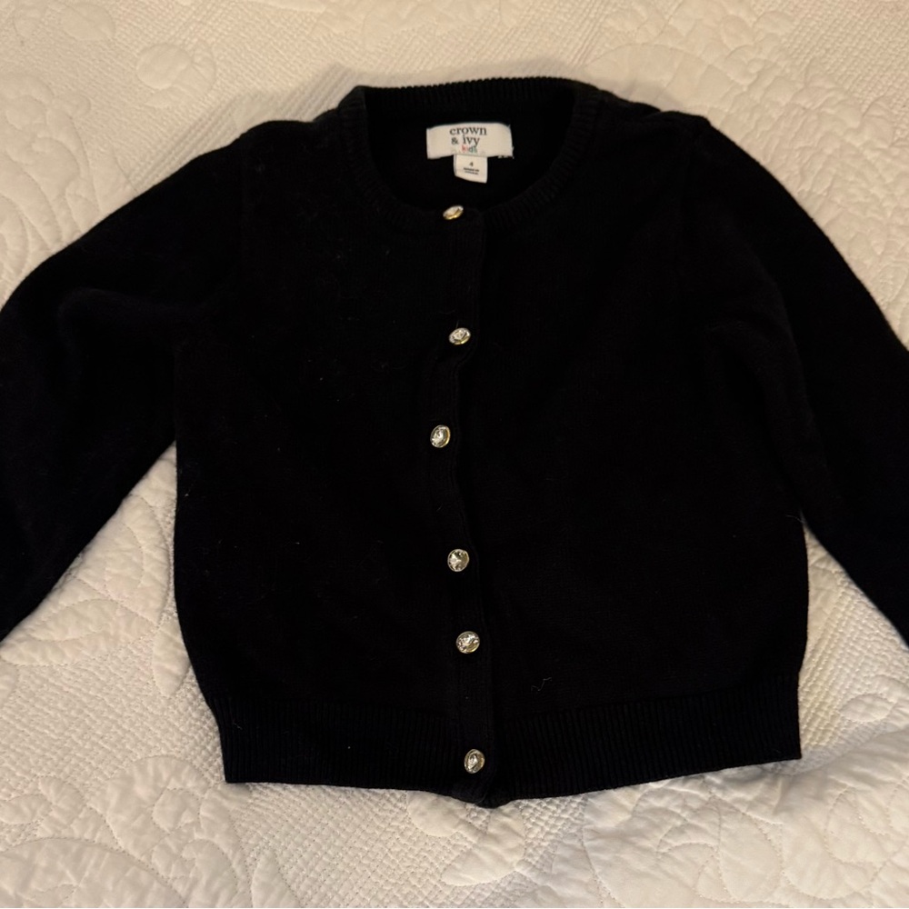 Crown & Ivy Kids Black Sweater with Button